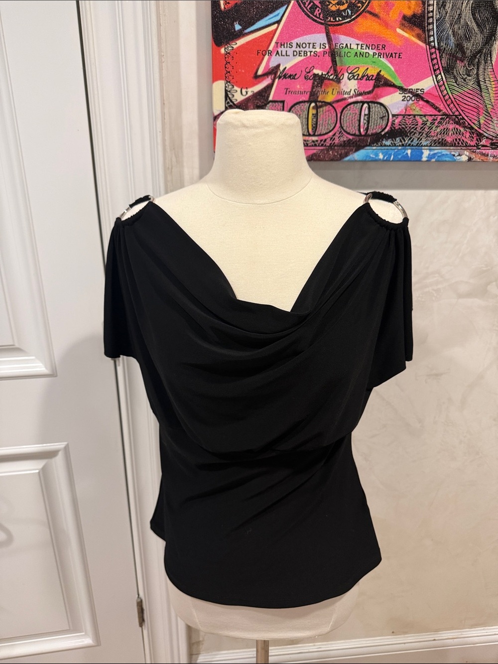 Jaipur Black Draped Shoulder Ring Top